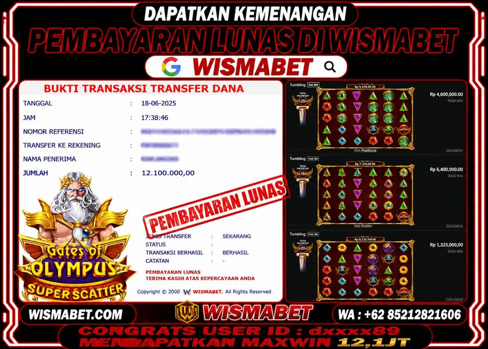 BUKTI KEMENANGAN Gates of Olympus Super Scatter Rp12,200,000- LUNAS